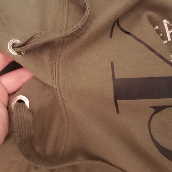 LOWEST PRICE! Calvin Klein Jeans Crop Top Olive Hoodie/Hooded Sweatshirt Size XL - Picture 5 of 9
